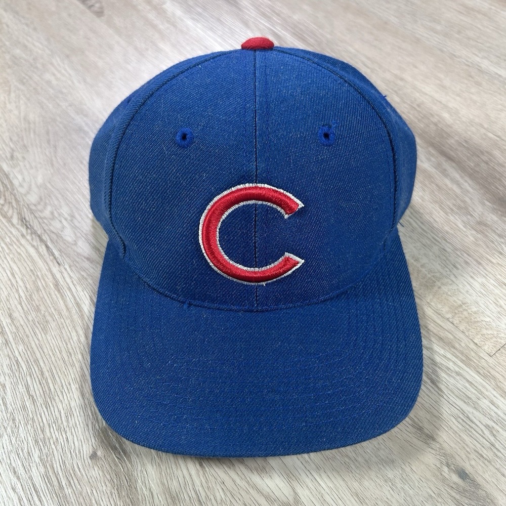 VTG Chicago Cubs Strapback Hat MLB Baseball Blue Wool Blend The G Cap